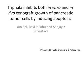 Triphala inhibits both in vitro and in vivo xenograft growth of pancreatic tumor cells by inducing apoptosis