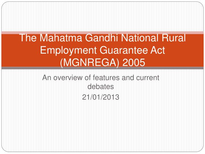 the mahatma gandhi national rural employment guarantee act mgnrega 2005