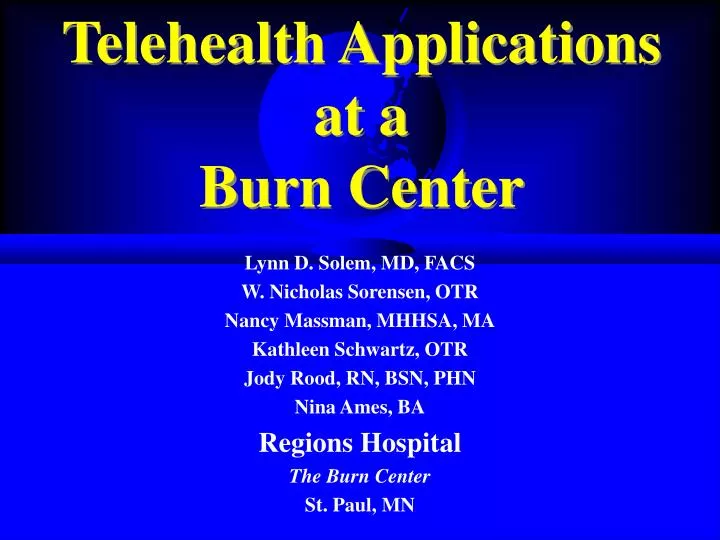 telehealth applications at a burn center