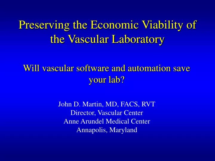 preserving the economic viability of the vascular laboratory