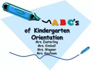 A B C ’s of	Kindergarten Orientation