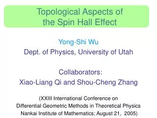 Topological Aspects of the Spin Hall Effect