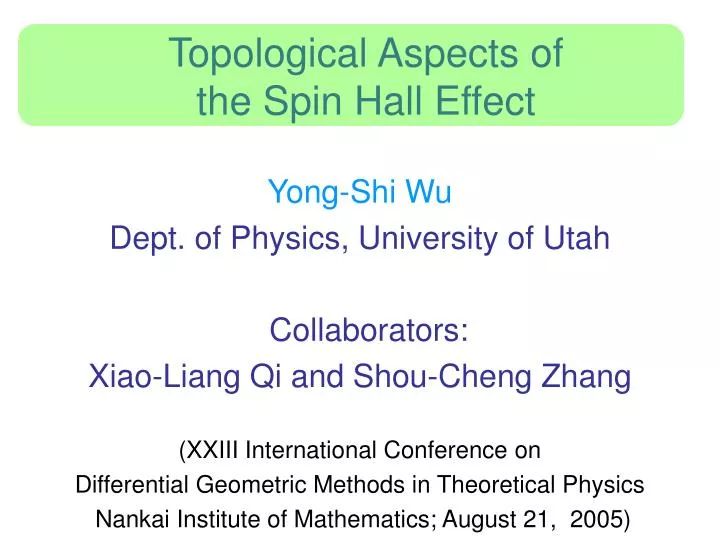 topological aspects of the spin hall effect