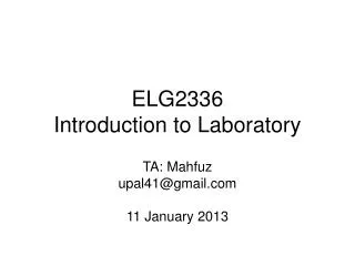 ELG2336 Introduction to Laboratory