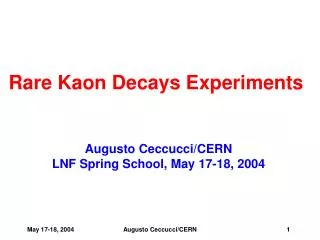 Rare Kaon Decays Experiments