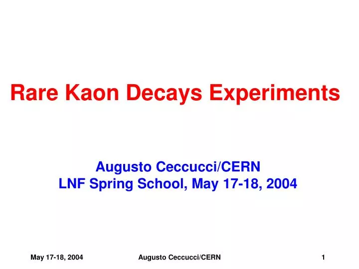 rare kaon decays experiments