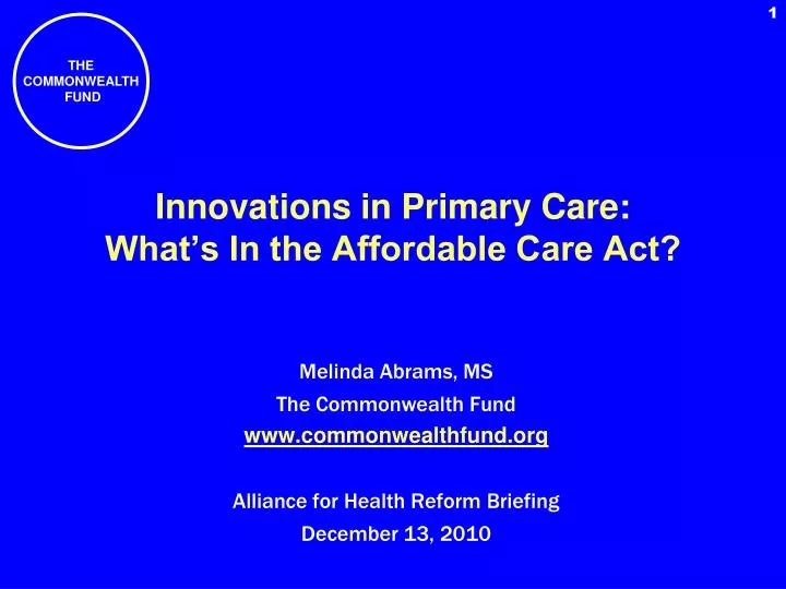 innovations in primary care what s in the affordable care act