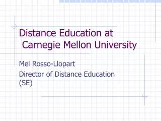 Distance Education at Carnegie Mellon University
