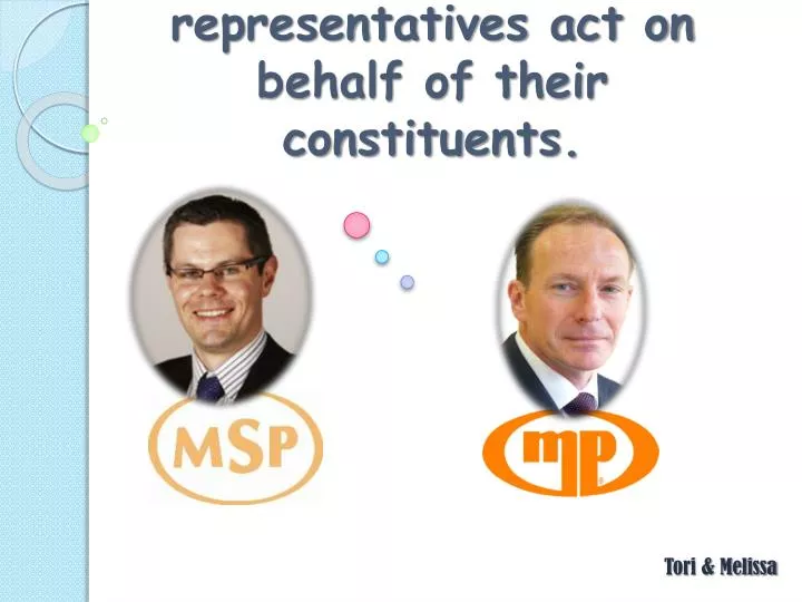 the ways in which elected representatives act on behalf of their constituents