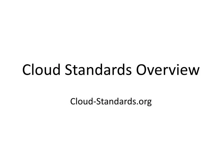 cloud standards overview