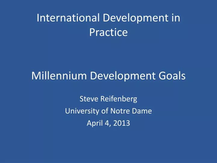 international development in practice millennium development goals