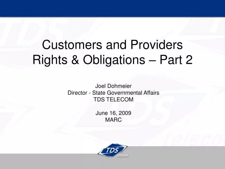 customers and providers rights obligations part 2