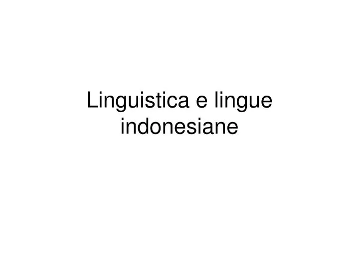 linguistica e lingue indonesiane