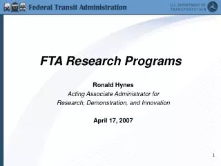 FTA Research Programs