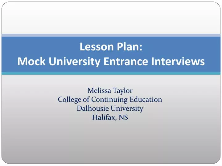 lesson plan mock university entrance interviews