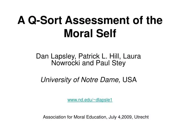 a q sort assessment of the moral self