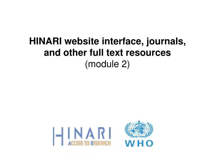hinari website interface journals and other full text resources module 2