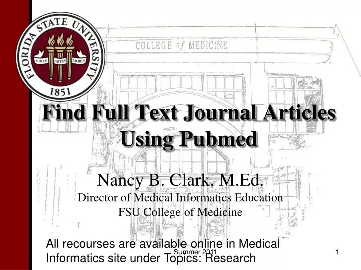 find full text journal articles using pubmed