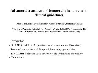 Advanced treatment of temporal phenomena in clinical guidelines