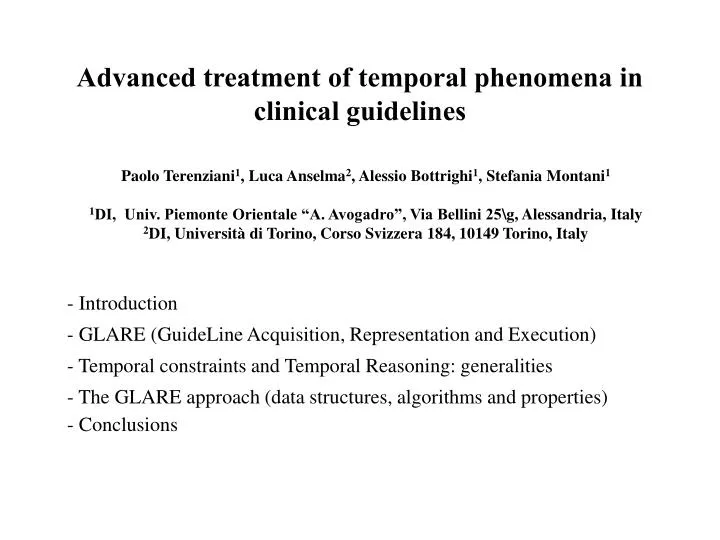advanced treatment of temporal phenomena in clinical guidelines
