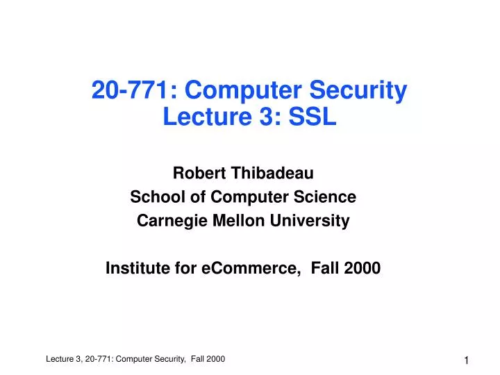 20 771 computer security lecture 3 ssl