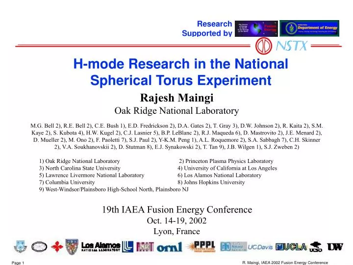 h mode research in the national spherical torus experiment