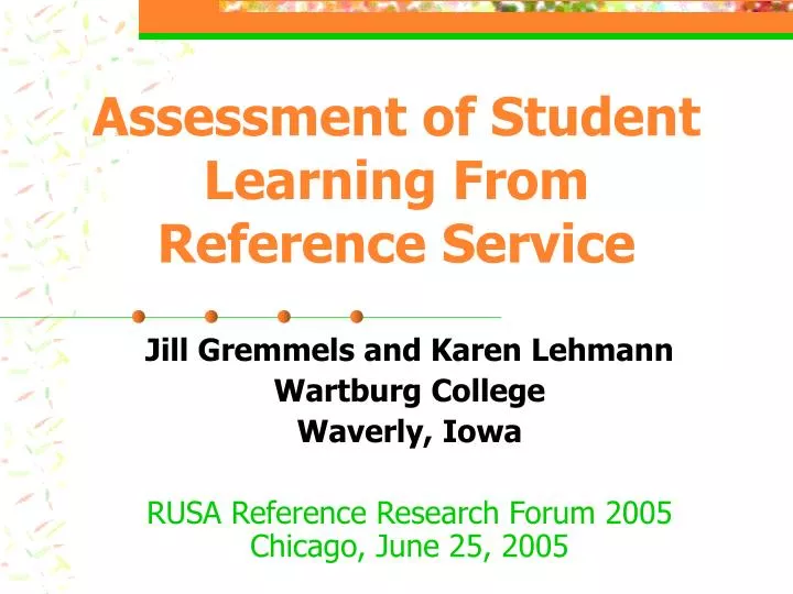 assessment of student learning from reference service