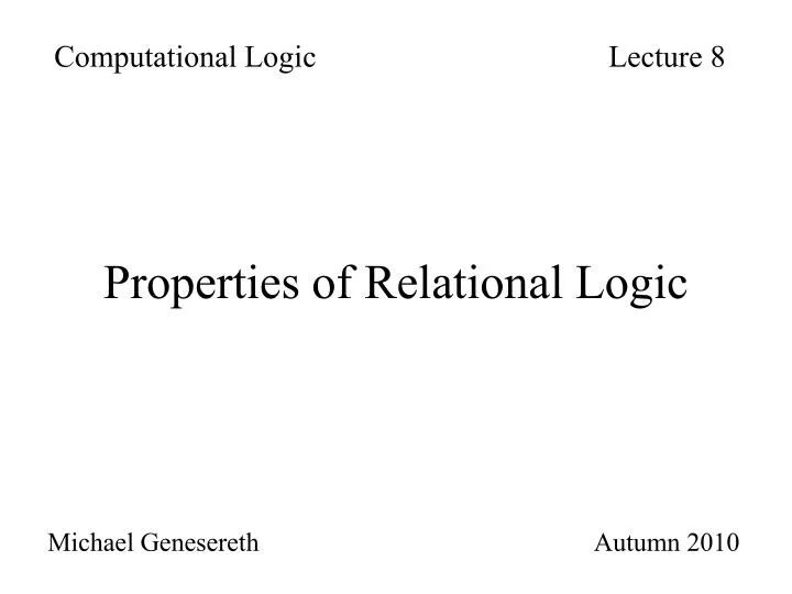 properties of relational logic