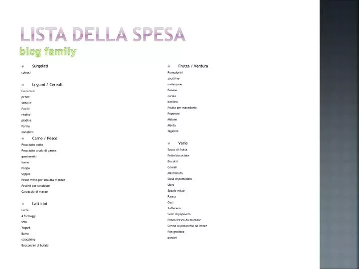 lista della spesa blog family