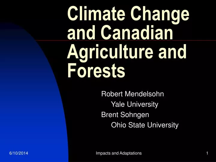 climate change and canadian agriculture and forests
