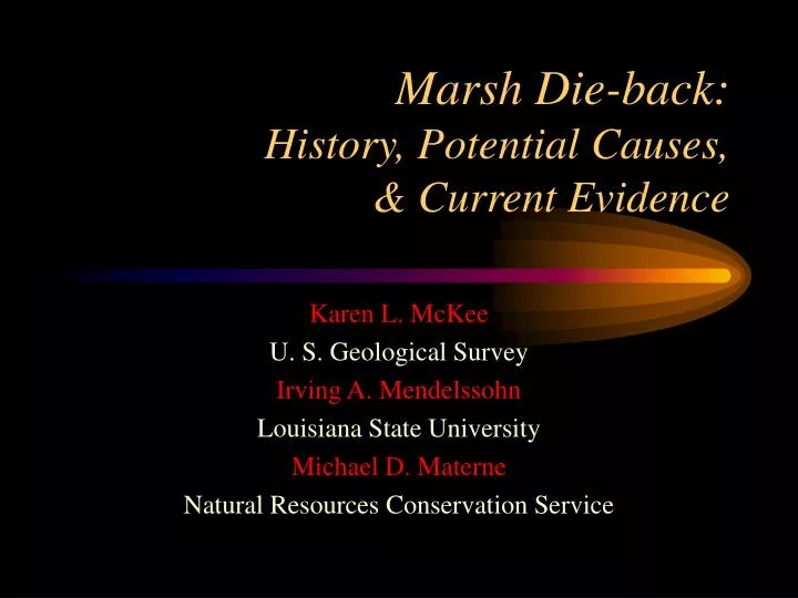 marsh die back history potential causes current evidence