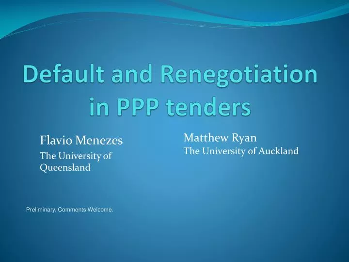 default and renegotiation in ppp tenders