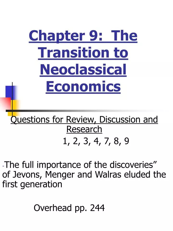 chapter 9 the transition to neoclassical economics