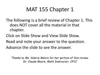 MAT 155 Chapter 1