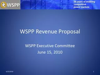 WSPP Revenue Proposal