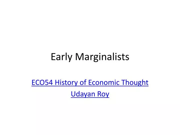 early marginalists