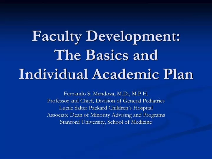 faculty development the basics and individual academic plan