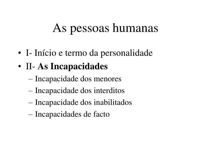 as pessoas humanas