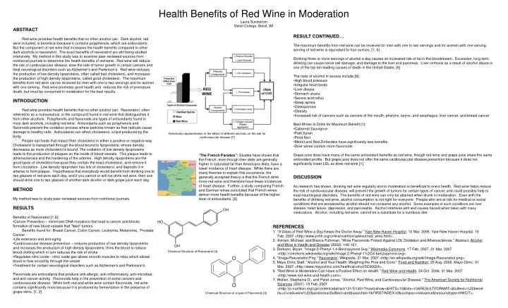 health benefits of red wine in moderation laura sundstrom beloit college beloit wi