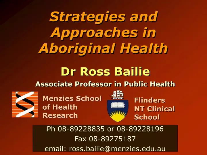 strategies and approaches in aboriginal health
