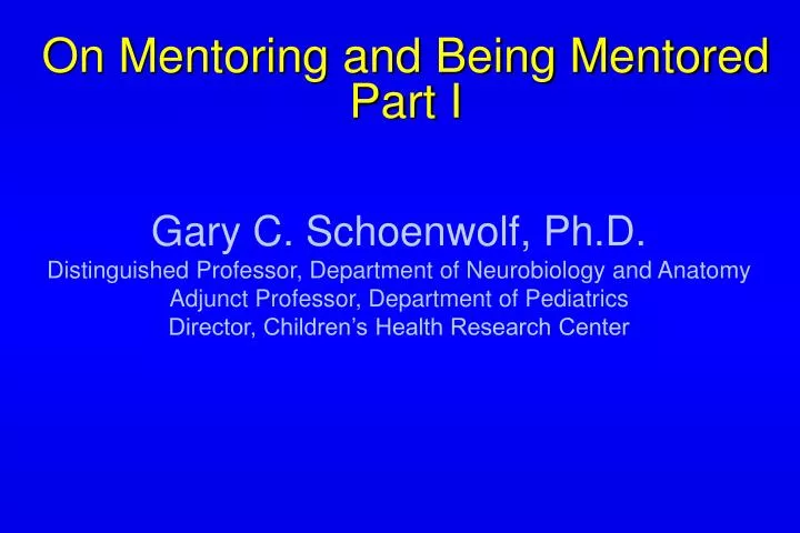 on mentoring and being mentored part i