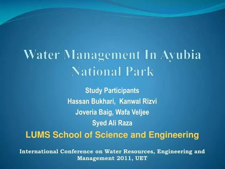 water management in ayubia national park