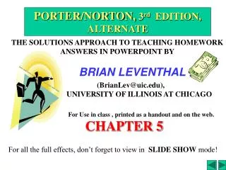 THE SOLUTIONS APPROACH TO TEACHING HOMEWORK ANSWERS IN POWERPOINT BY BRIAN LEVENTHAL