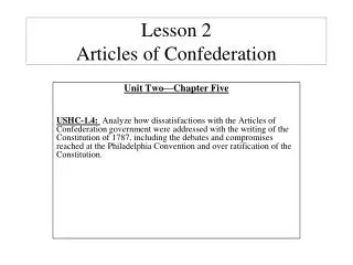 Lesson 2 Articles of Confederation