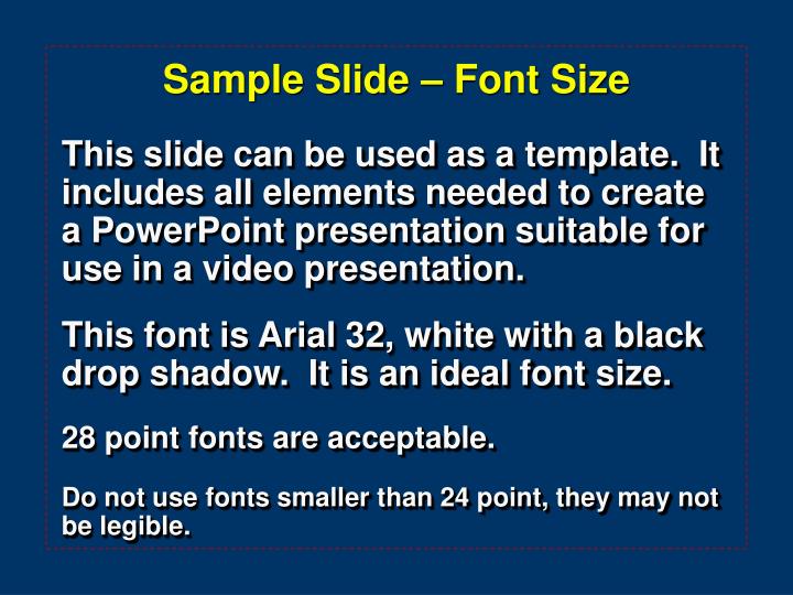 sample slide font size