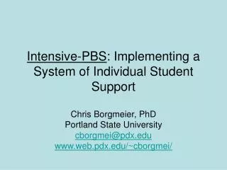 Intensive-PBS : Implementing a System of Individual Student Support