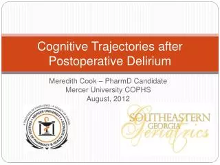 Cognitive Trajectories after Postoperative Delirium