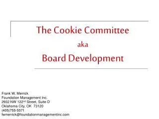 The Cookie Committee aka Board Development
