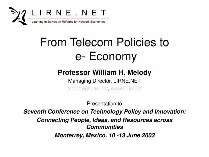 from telecom policies to e economy