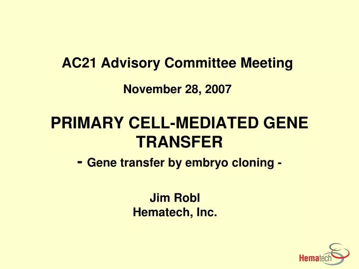 primary cell mediated gene transfer gene transfer by embryo cloning